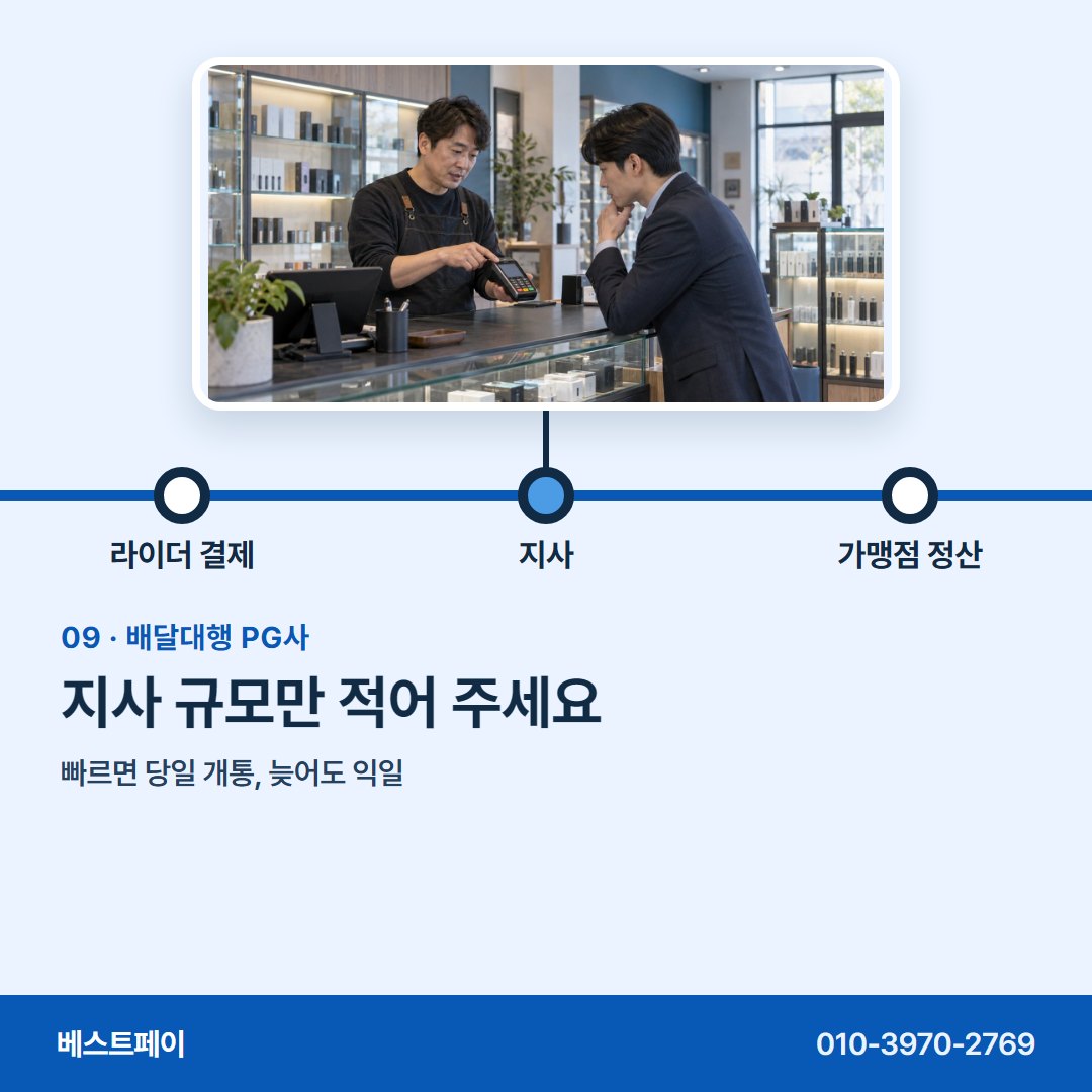 배달대행 PG사 지사 규모만 적어 주세요 — 길 위 결제부터 사무실 정산까지 아홉 쪽에 담았어요